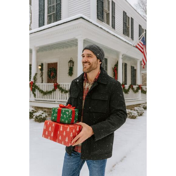 Old Navy Wool Blend Field Jacket Mens Medium Black Quilted Lined Chore Coat - Picture 1 of 11